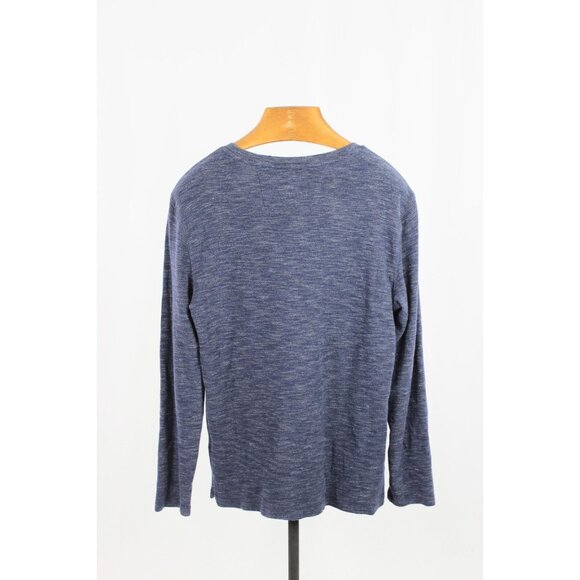 BANANA REPUBLIC Navy Pima Cotton Waffle Knit Long Sleeve Henley T-Shirt, Size L - Picture 2 of 9